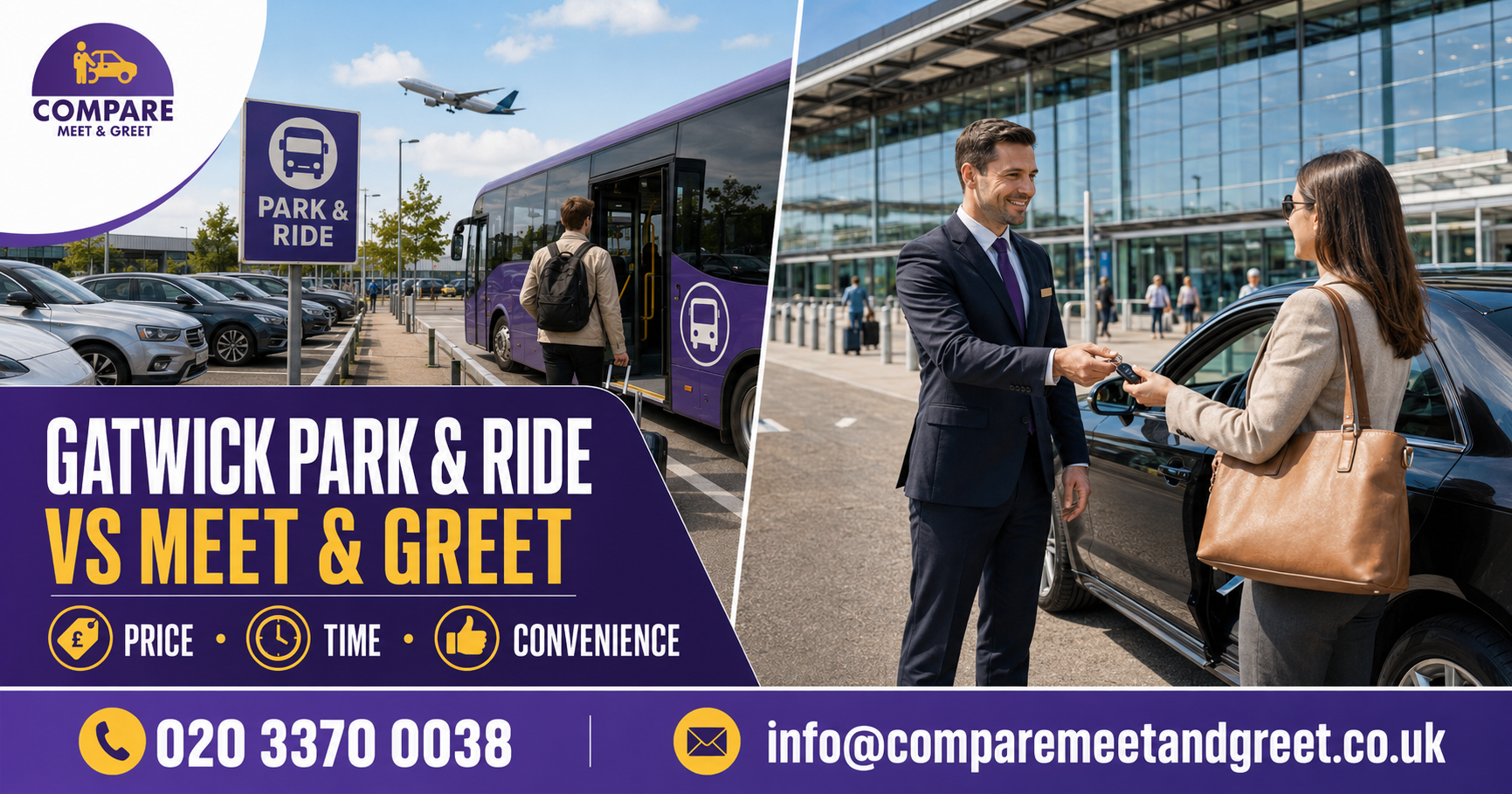 Gatwick Park and Ride vs Meet and Greet: Price, Time and Convenience